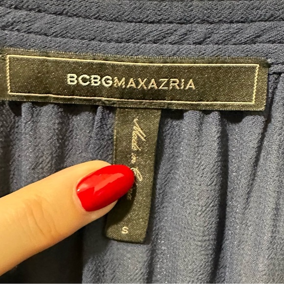 BCBG MAX AZRIA S Navy Blue Tunic Top Dress Rayon Crepe Relaxed R $198 - Picture 4 of 12
